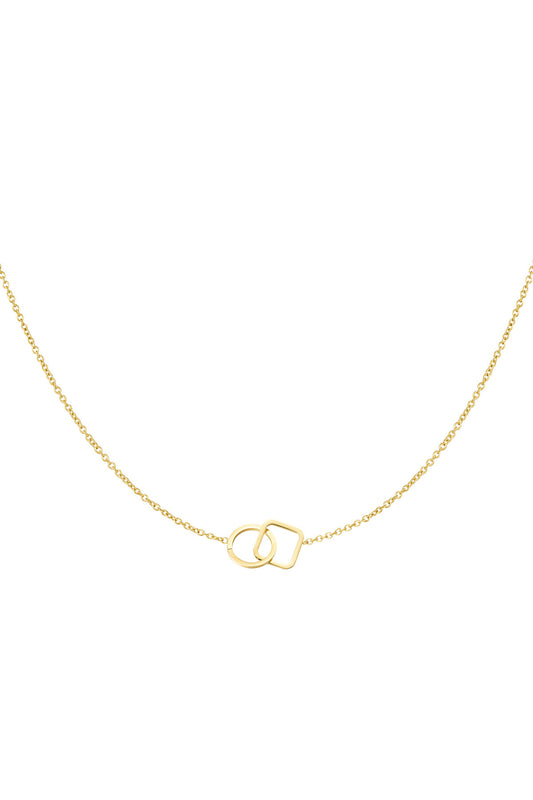 Connected Round and Square Chain Necklace