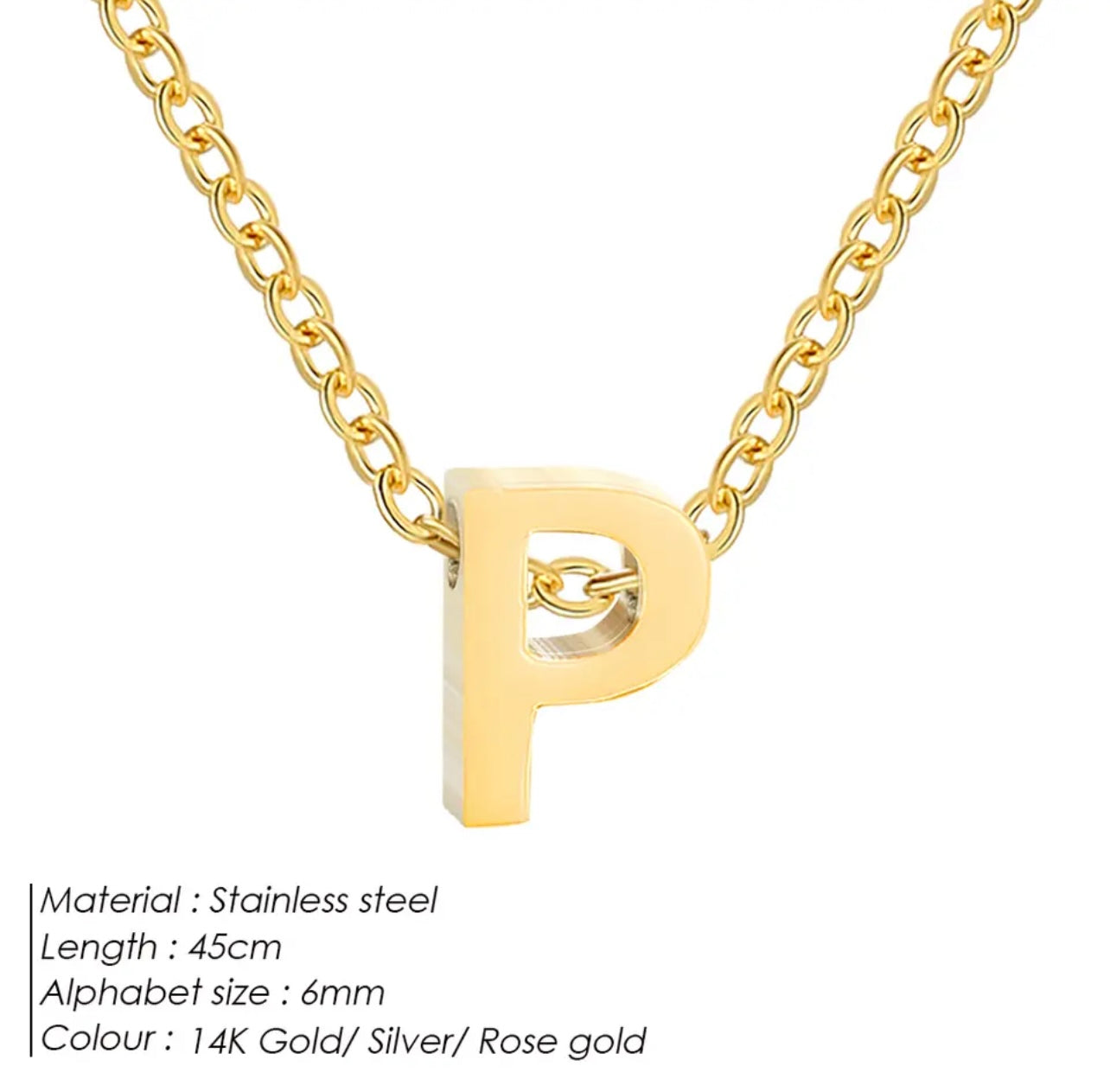 Dainty Initial Charm Letter Jewellery Pendant Necklace