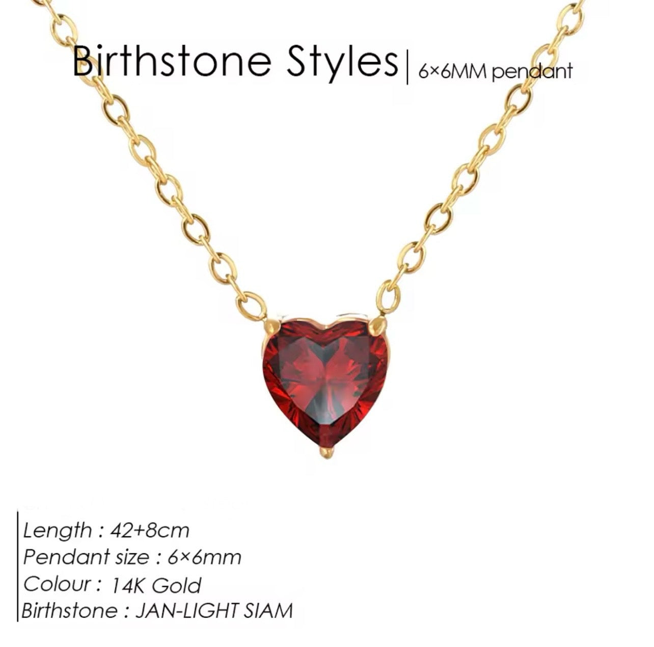 Gold Birthstone Zircon Love Heart Necklace