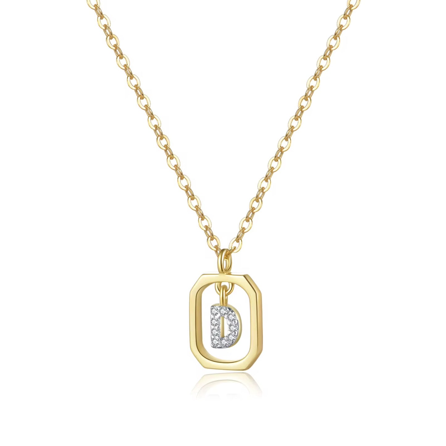 925 Sterling Silver Gold Plated Letter Necklace Alphabet Charm Initial Gift Letter Necklace