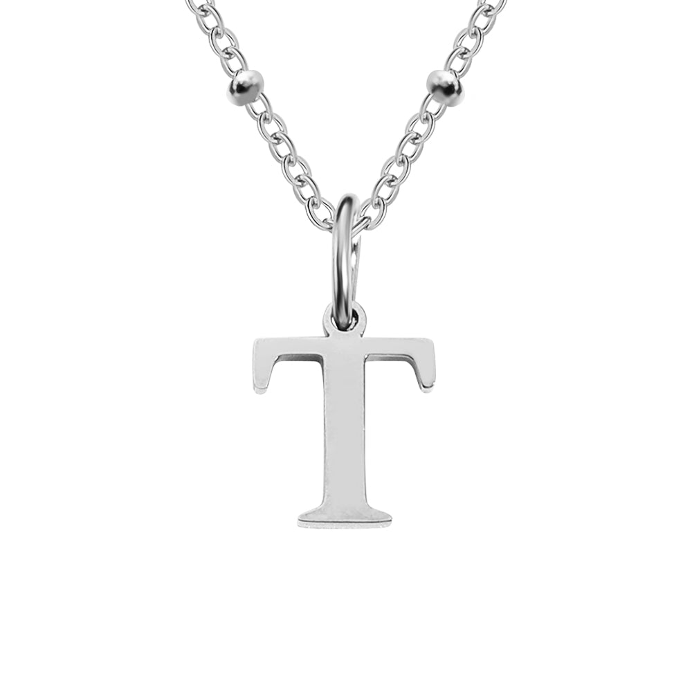 Silver Beaded Initial Personalised Letter Jewellery Necklace