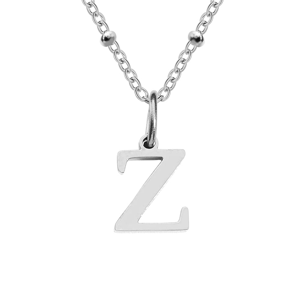 Silver Beaded Initial Personalised Letter Jewellery Necklace