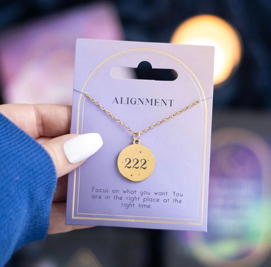 222 Angel Number Alignment Gold Necklace