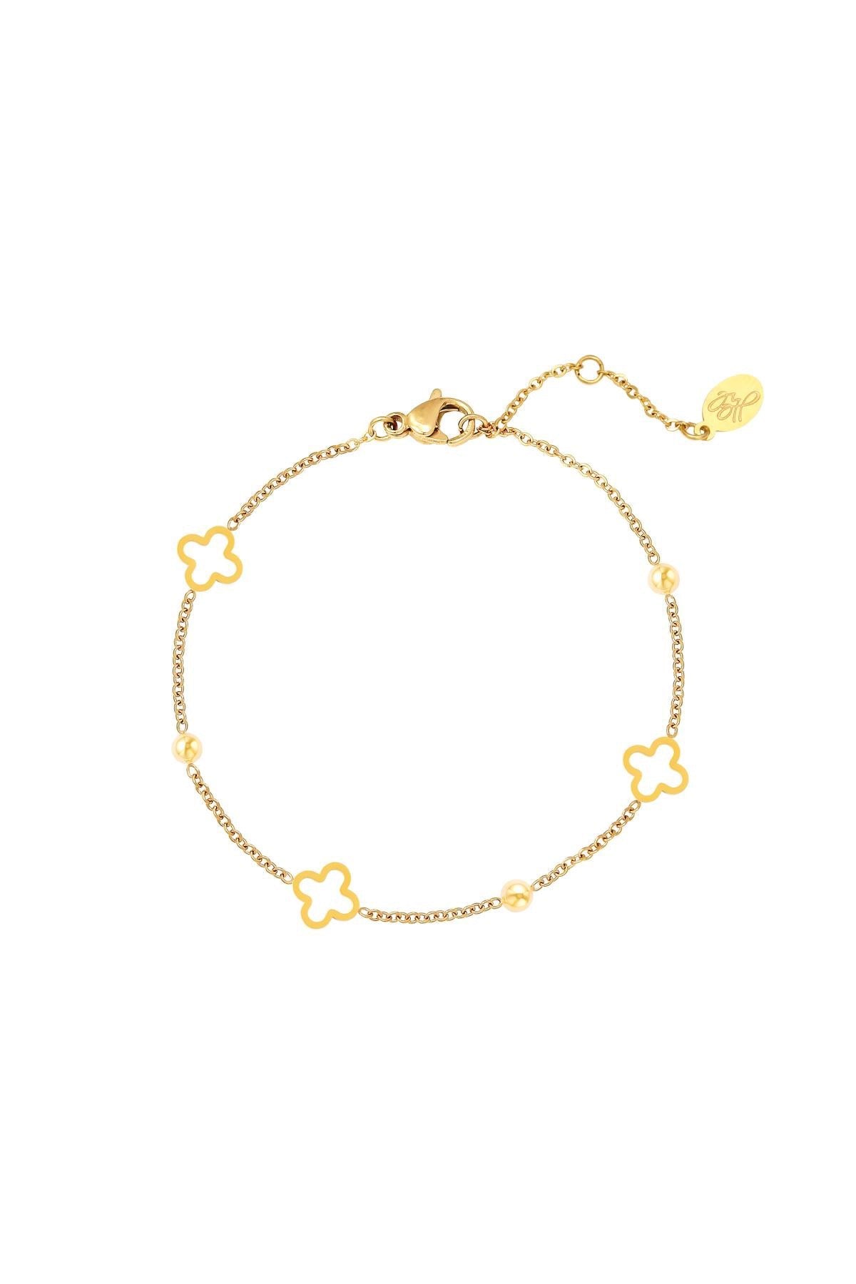 Silver Open Clover Beaded Bracelet