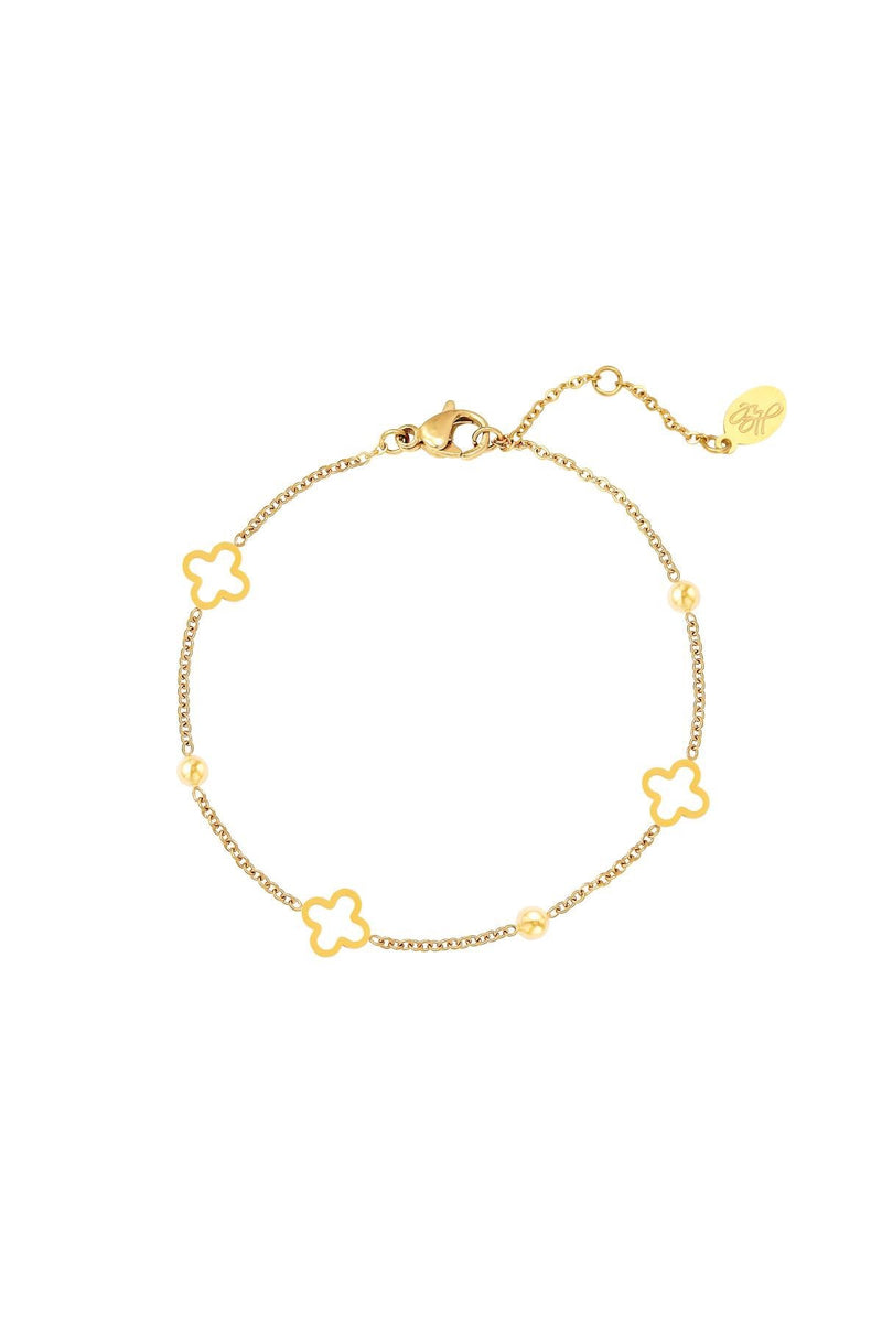 Silver Open Clover Beaded Bracelet