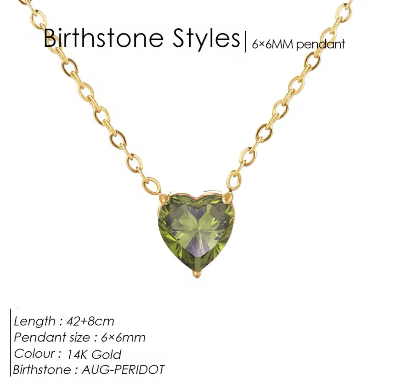 Gold Birthstone Zircon Love Heart Necklace