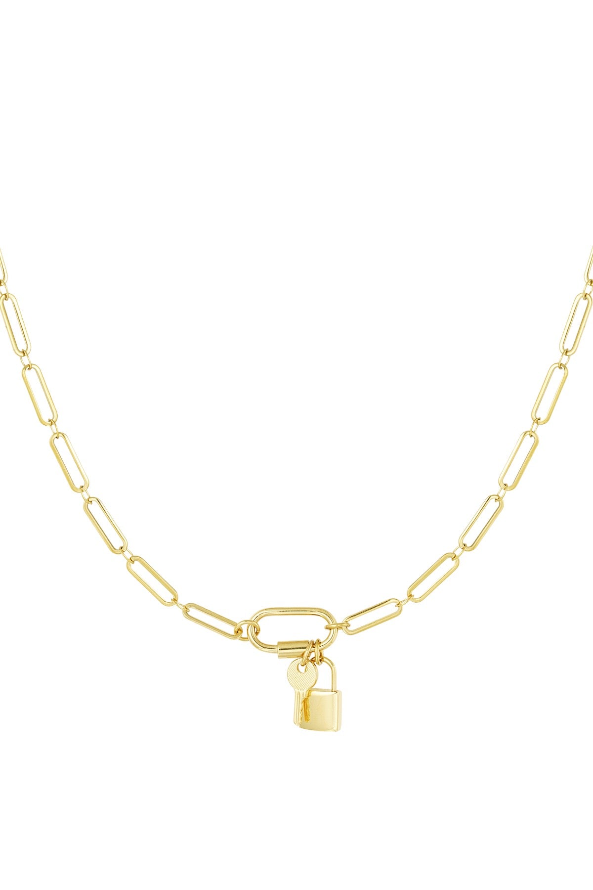 Lock and Key Chain Link Necklace