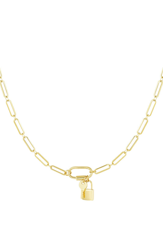 Lock and Key Chain Link Necklace