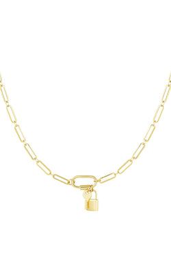 Lock and Key Chain Link Necklace