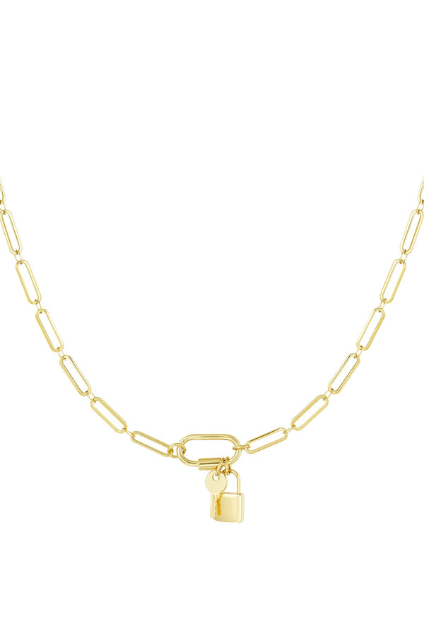 Lock and Key Chain Link Necklace