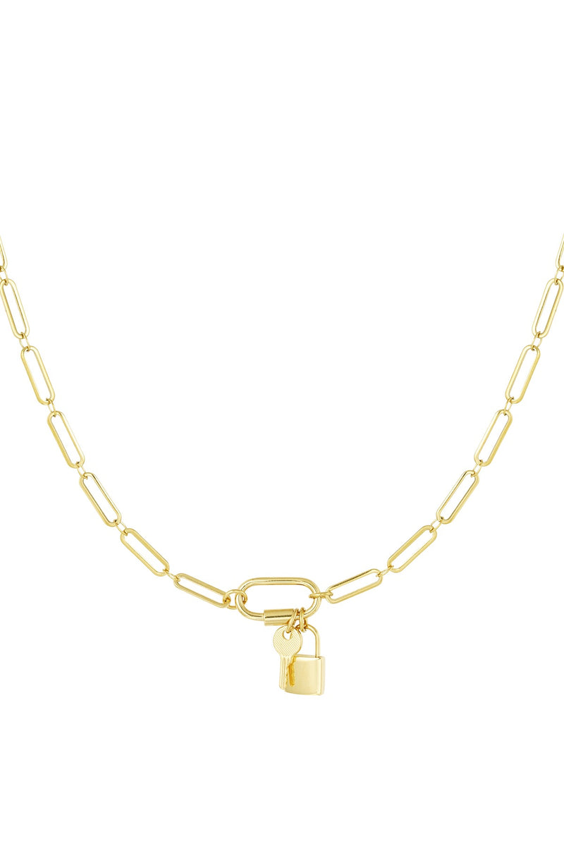 Lock and Key Chain Link Necklace
