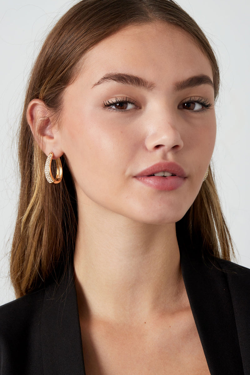 Gold Oval Dazzle Earrings