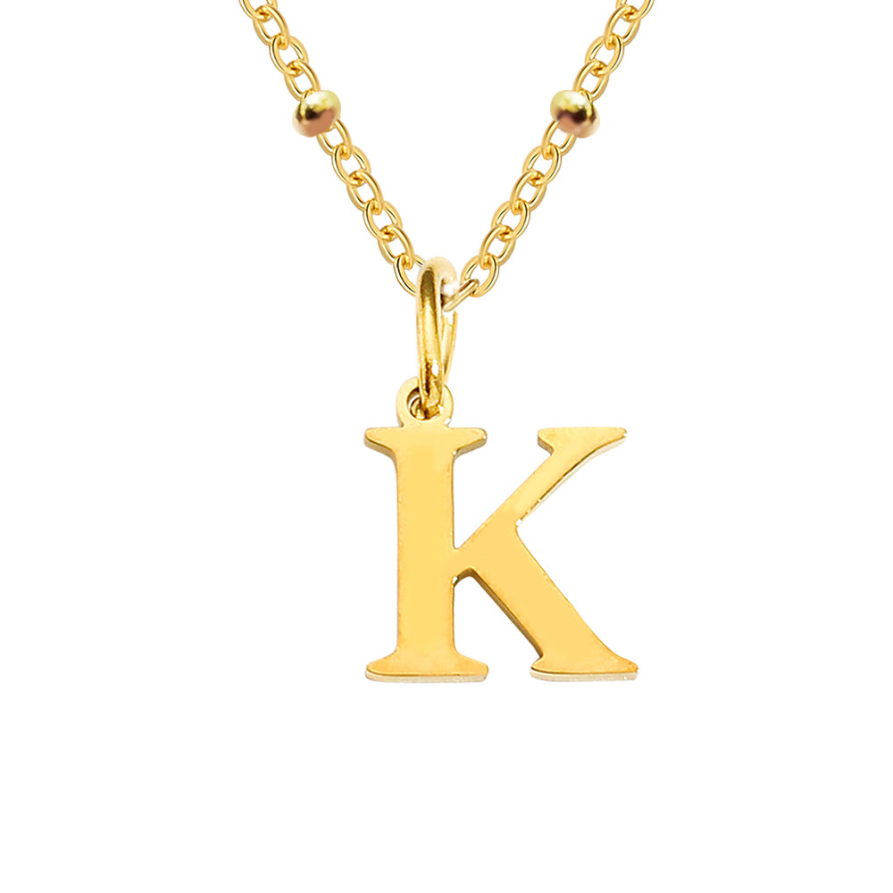 Gold Beaded Personalised Initial Letter Jewellery Necklace