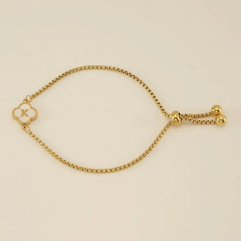 Personalised Gold A-Z Initial Clover Letter Bracelet