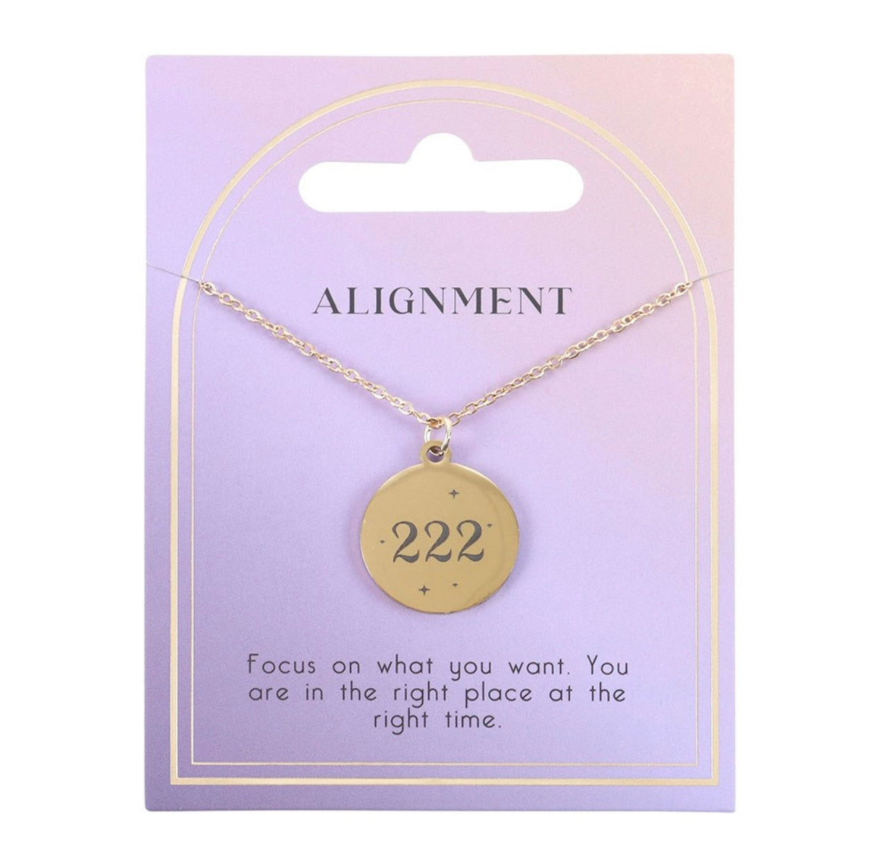 222 Angel Number Alignment Gold Necklace