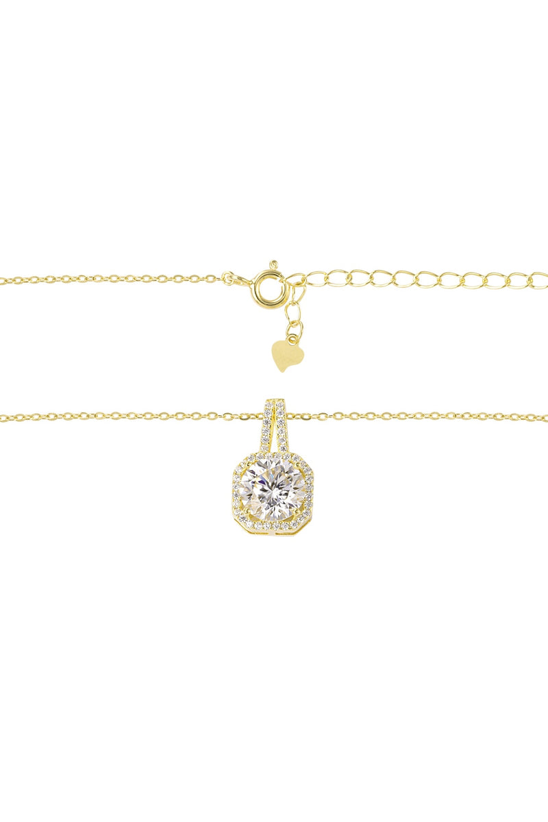 925 Sterling Silver Square Cubic Zirconia Necklace