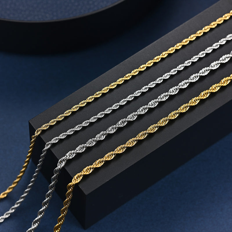 Silver Twisted Rope Chain Necklace