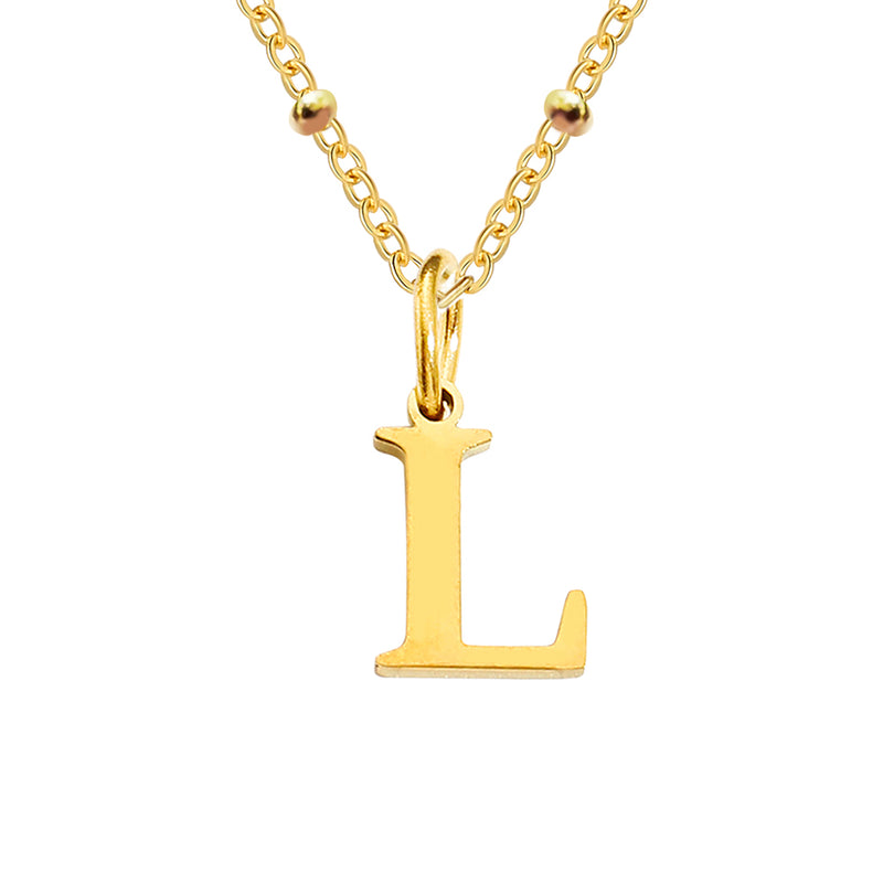 Gold Beaded Personalised Initial Letter Jewellery Necklace