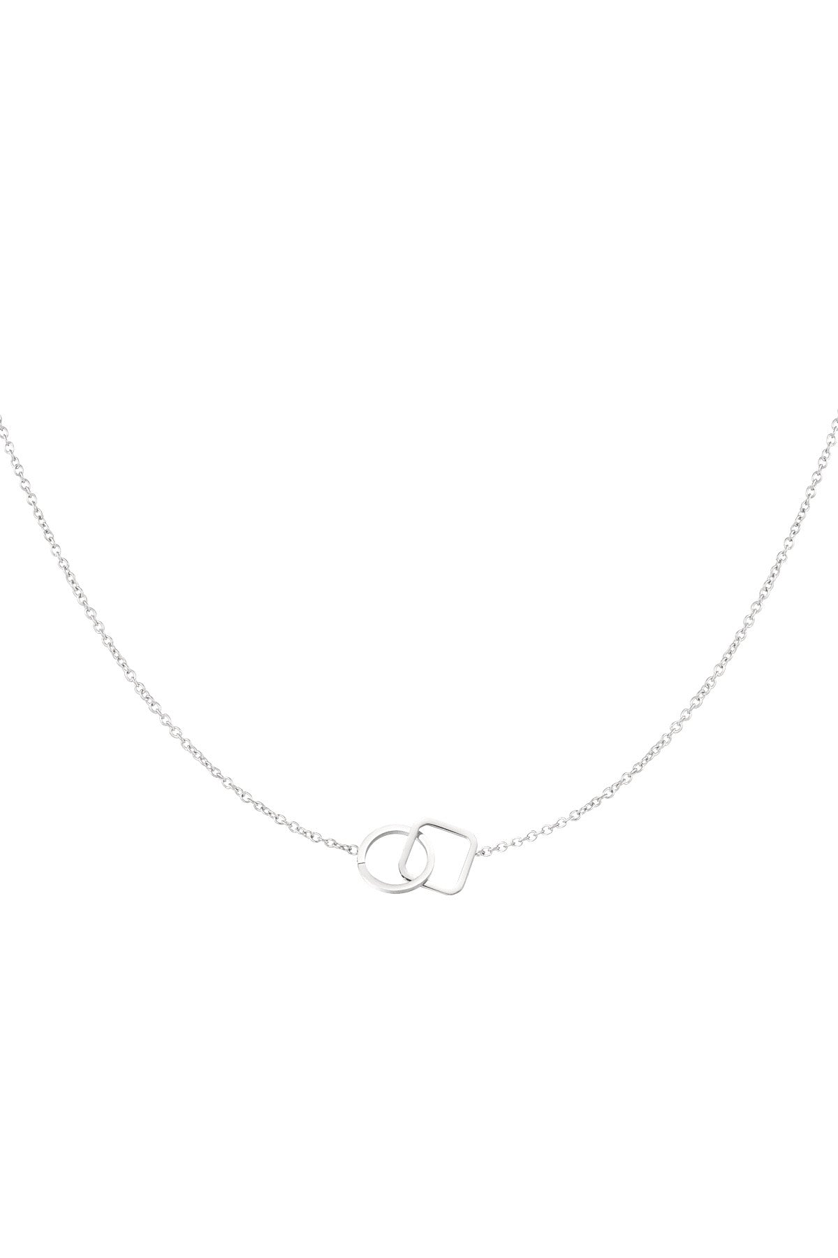 Connected Round and Square Chain Necklace