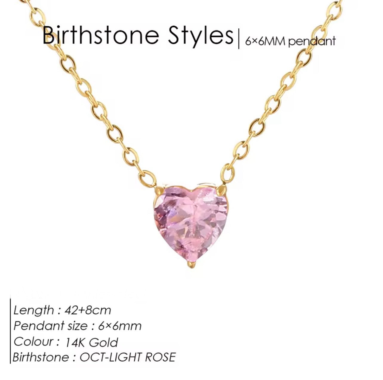 Gold Birthstone Zircon Love Heart Necklace