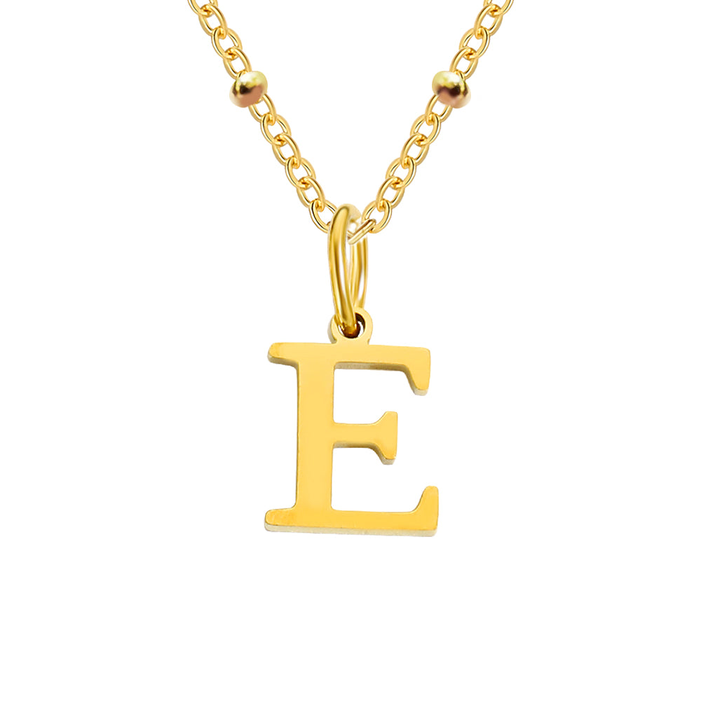 Gold Beaded Personalised Initial Letter Jewellery Necklace