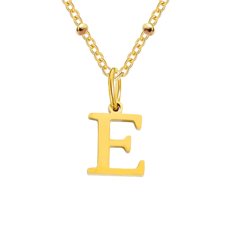 Gold Beaded Personalised Initial Letter Jewellery Necklace