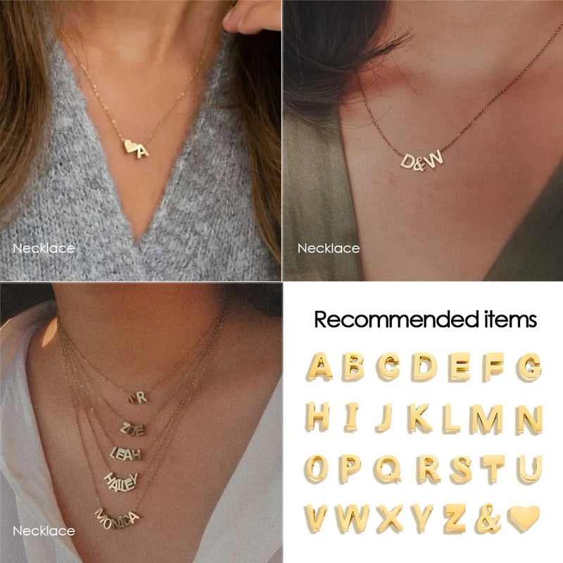 Dainty Initial Charm Letter Jewellery Pendant Necklace