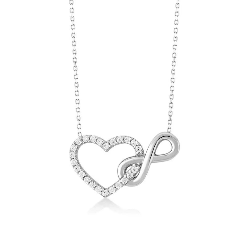 925 Sterling Silver Gold Women’s Infinity Love Heart Zircon Chain Clavicle Gift Necklace