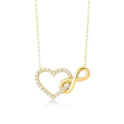 925 Sterling Silver Gold Women’s Infinity Love Heart Zircon Chain Clavicle Gift Necklace