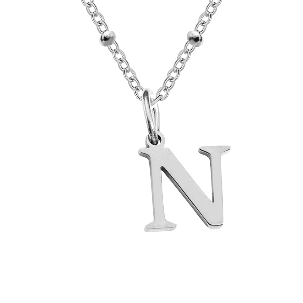 Silver Beaded Initial Personalised Letter Jewellery Necklace