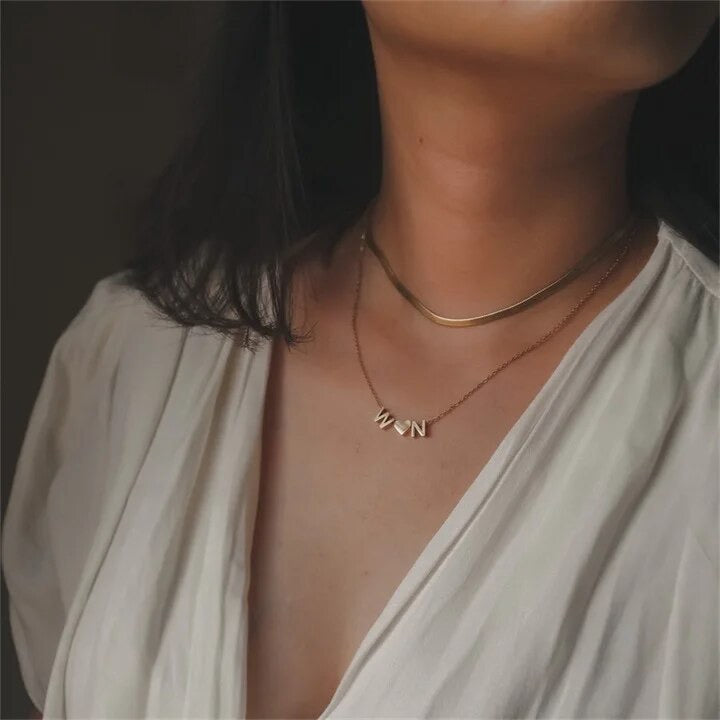 Dainty Initial Charm Letter Jewellery Pendant Necklace