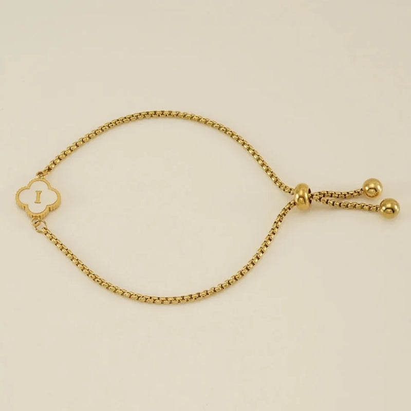 Personalised Gold A-Z Initial Clover Letter Bracelet