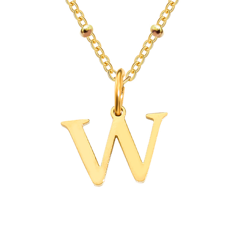 Gold Beaded Personalised Initial Letter Jewellery Necklace