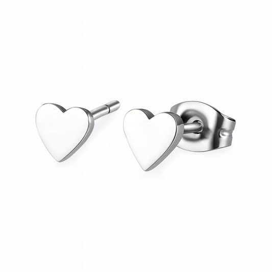 Love Heart Stud Stainless Steel Earrings