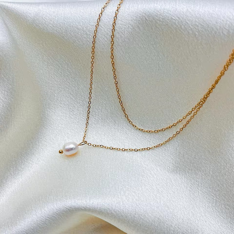 Minimalist Double Layer Freshwater Pearl Necklace