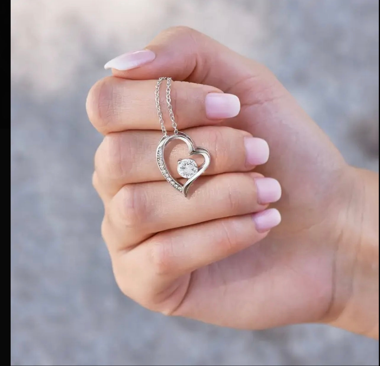 To My Daughter Silver Crystal Heart Pendant Necklace