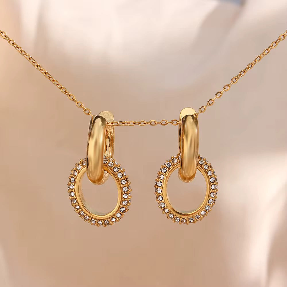 Gold Chunky Shining Zircon Exaggerated Hoop Earrings