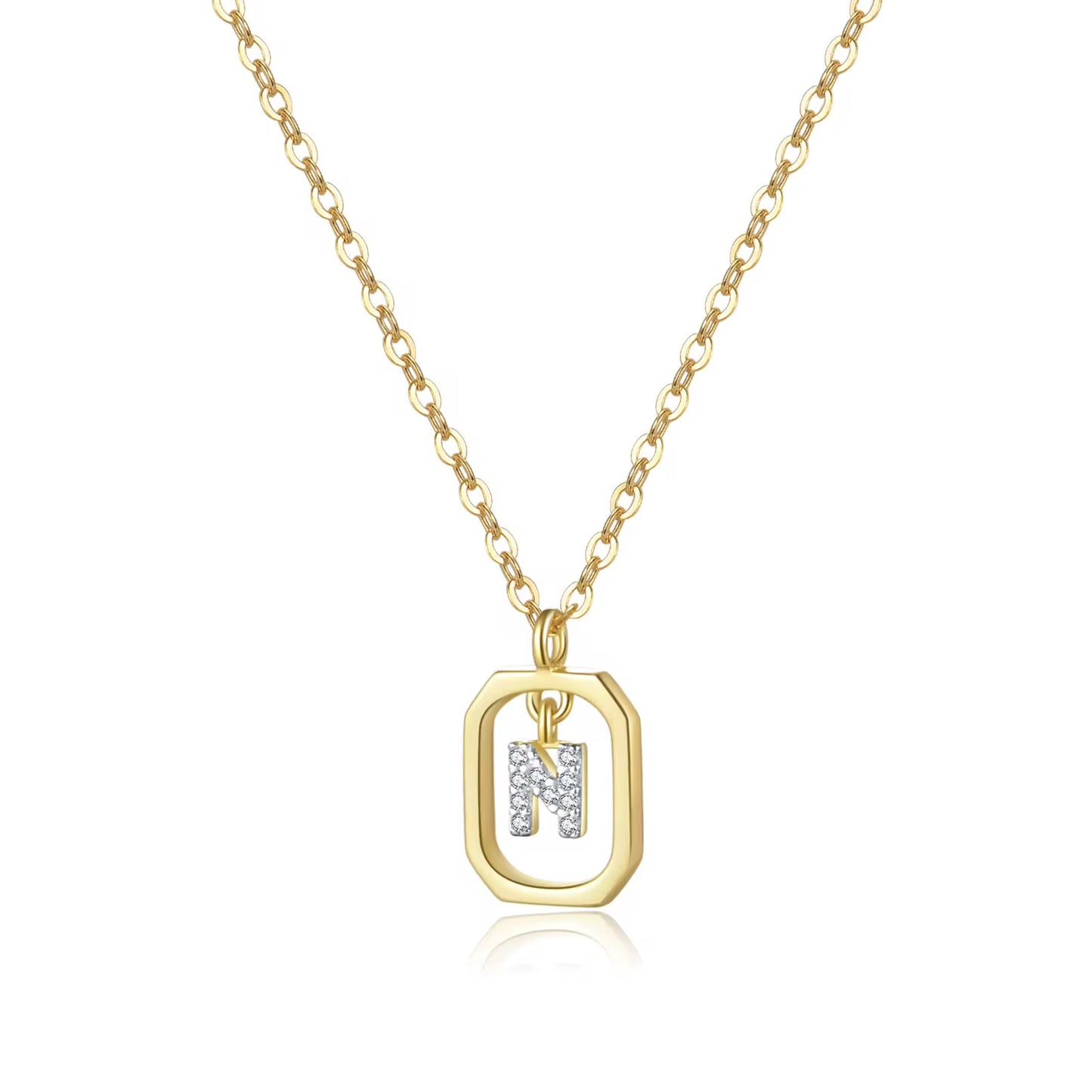 925 Sterling Silver Gold Plated Letter Necklace Alphabet Charm Initial Gift Letter Necklace