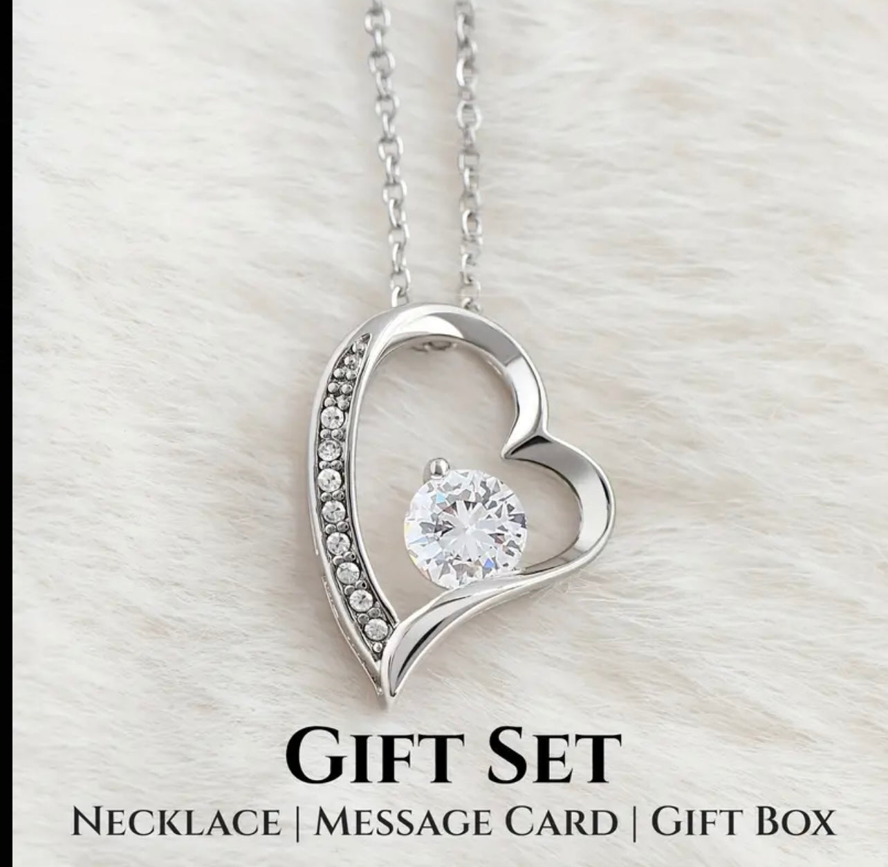 To My Daughter Silver Crystal Heart Pendant Necklace