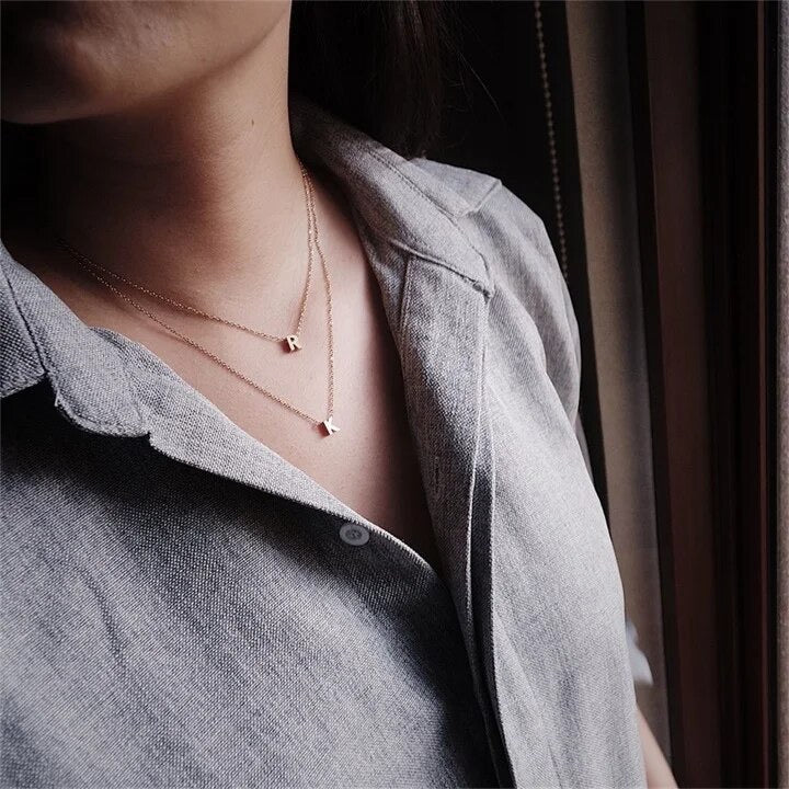Dainty Initial Charm Letter Jewellery Pendant Necklace
