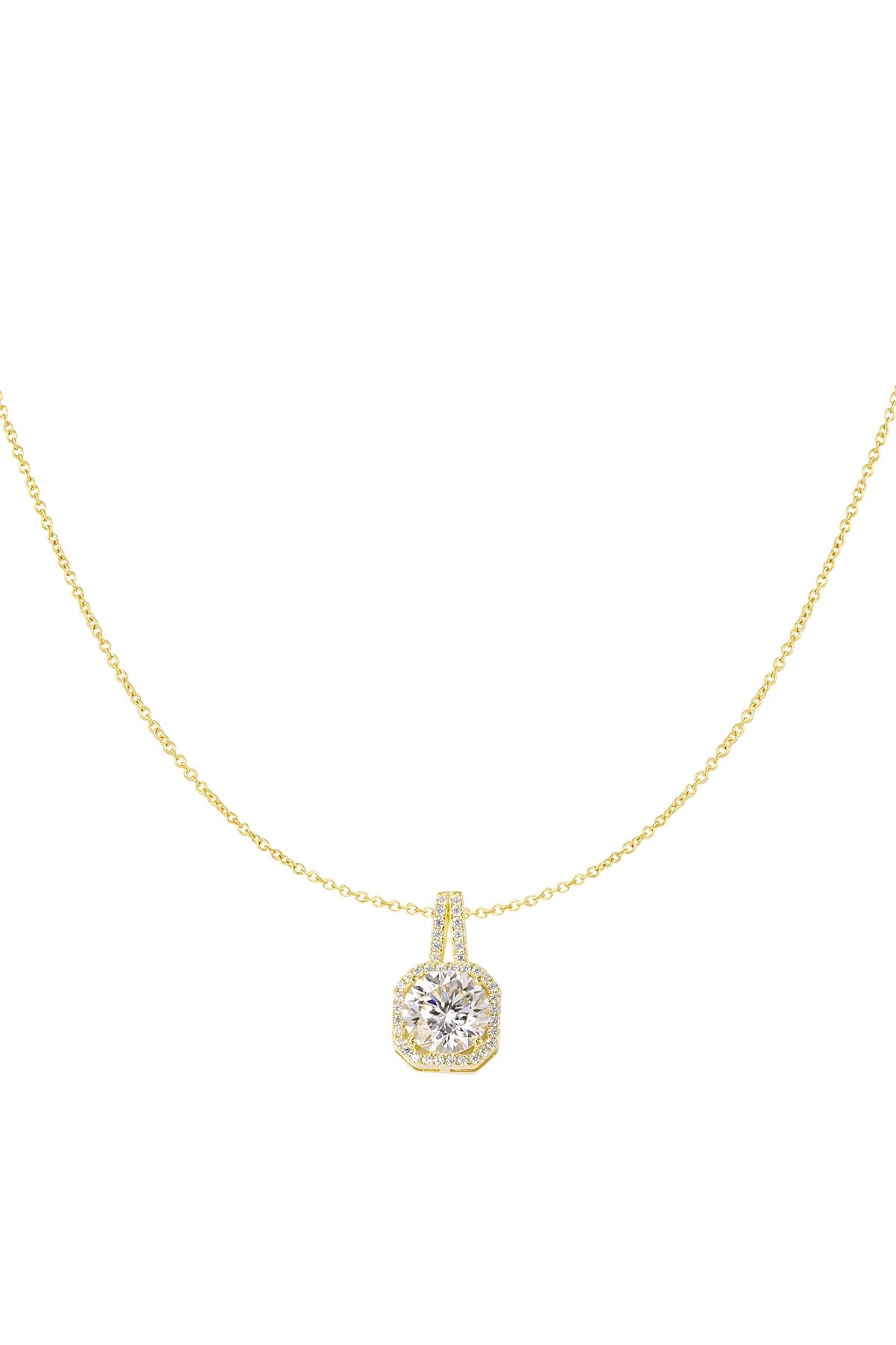 925 Sterling Silver Square Cubic Zirconia Necklace