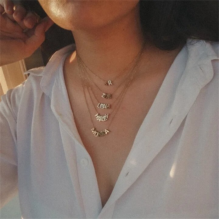 Dainty Initial Charm Letter Jewellery Pendant Necklace