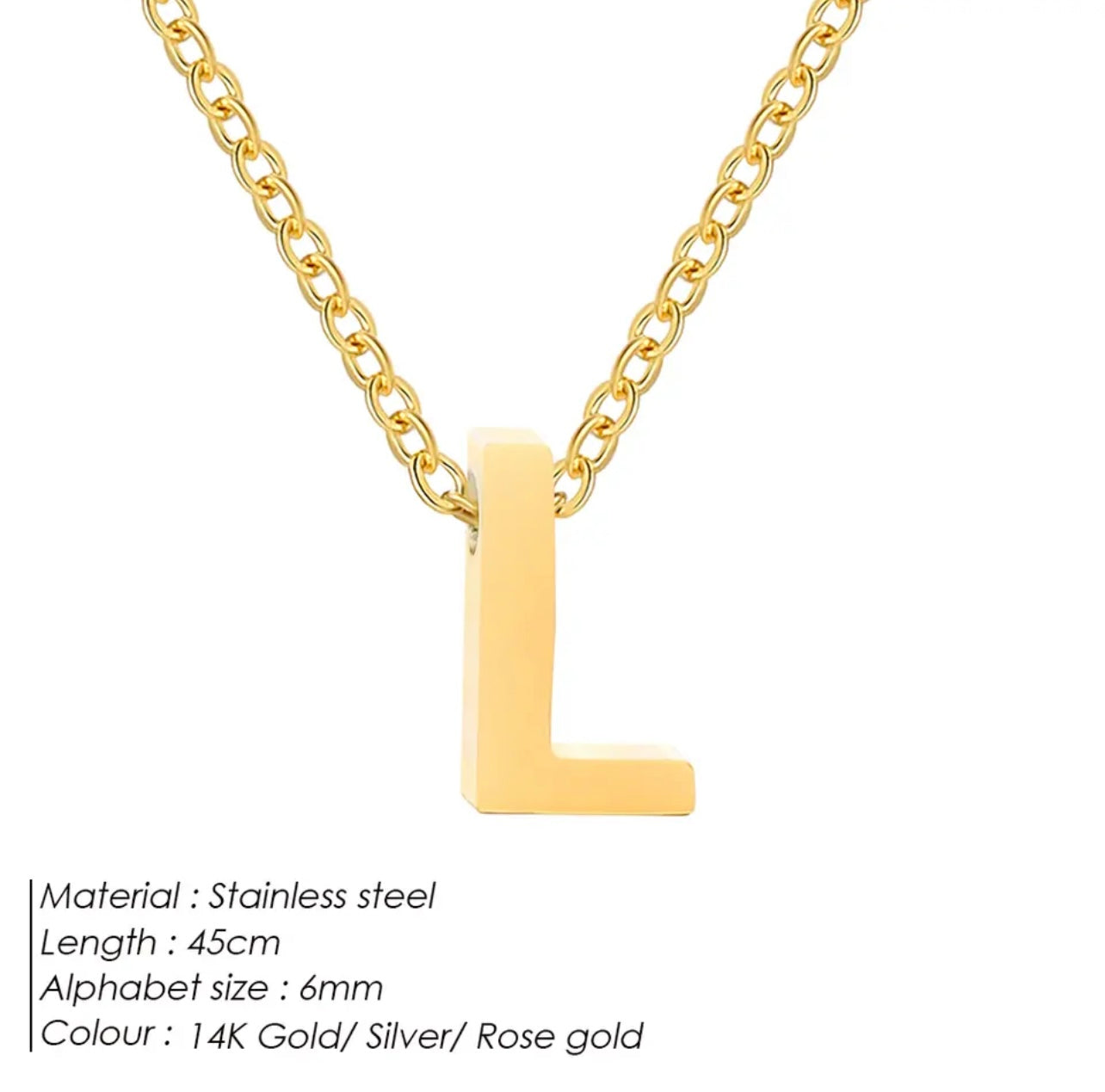 Dainty Initial Charm Letter Jewellery Pendant Necklace