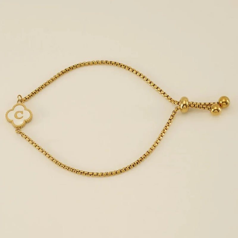 Personalised Gold A-Z Initial Clover Letter Bracelet