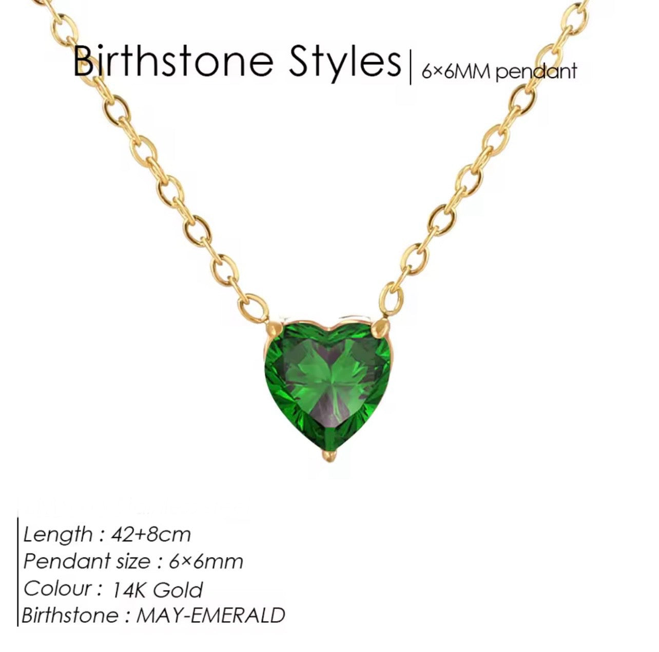 Gold Birthstone Zircon Love Heart Necklace