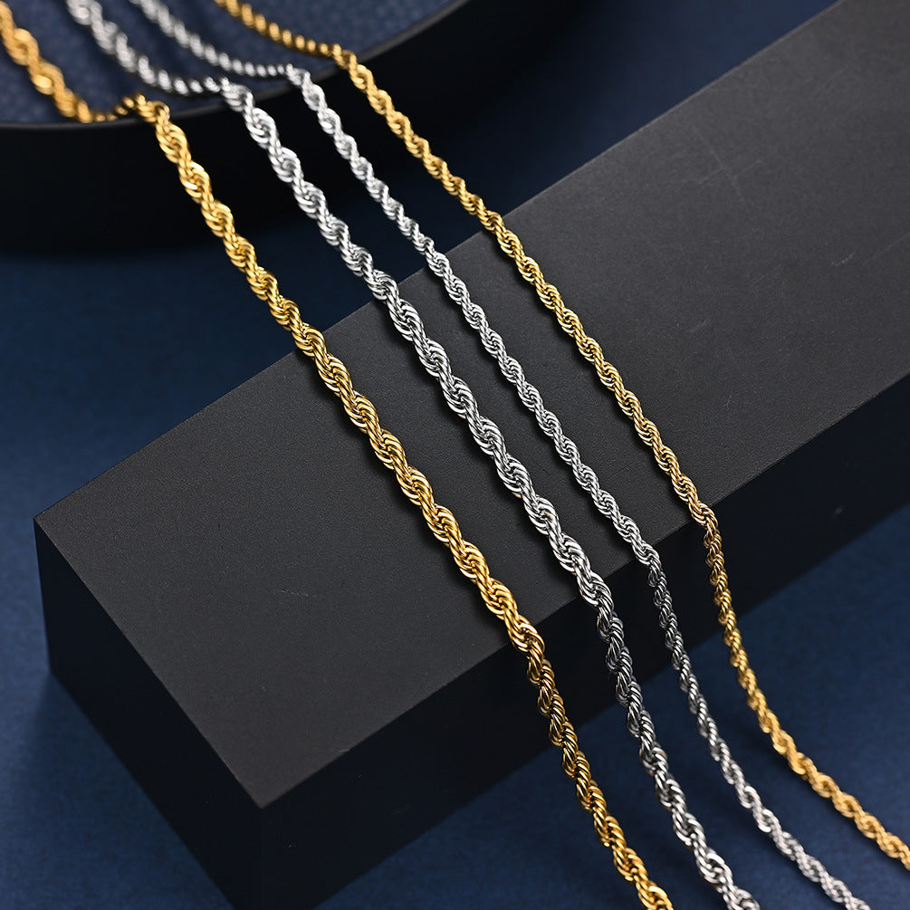 Gold Twisted Rope Chain Necklace