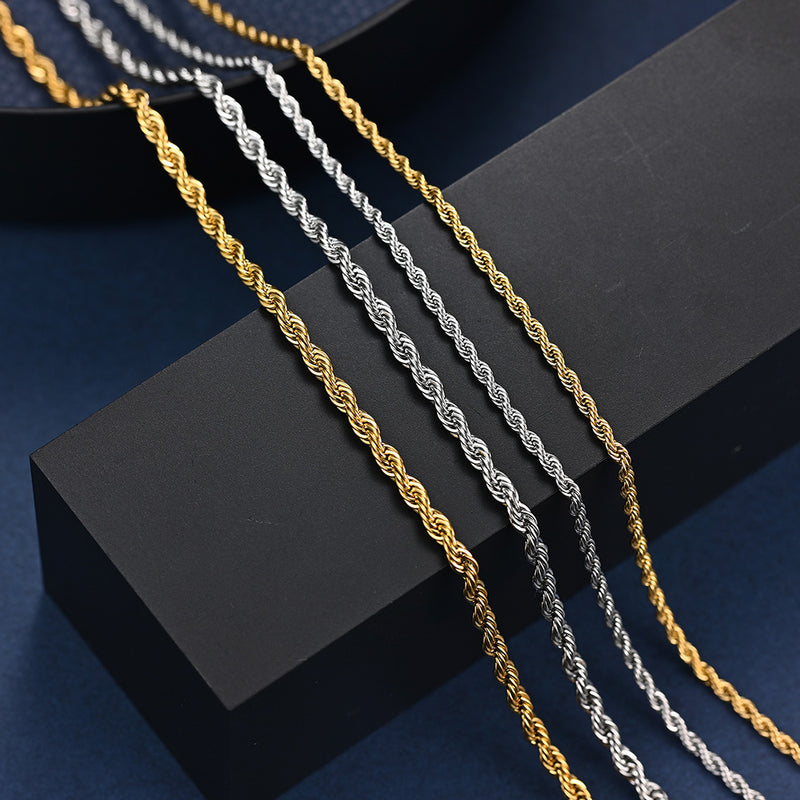 Gold Twisted Rope Chain Necklace