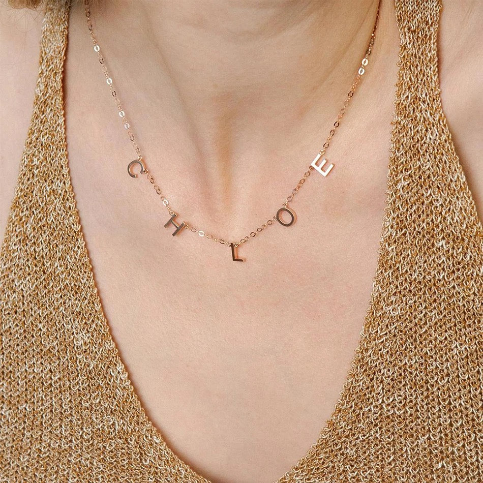 Personalised Custom Letter Choker Necklace Pendant Nameplate Gift