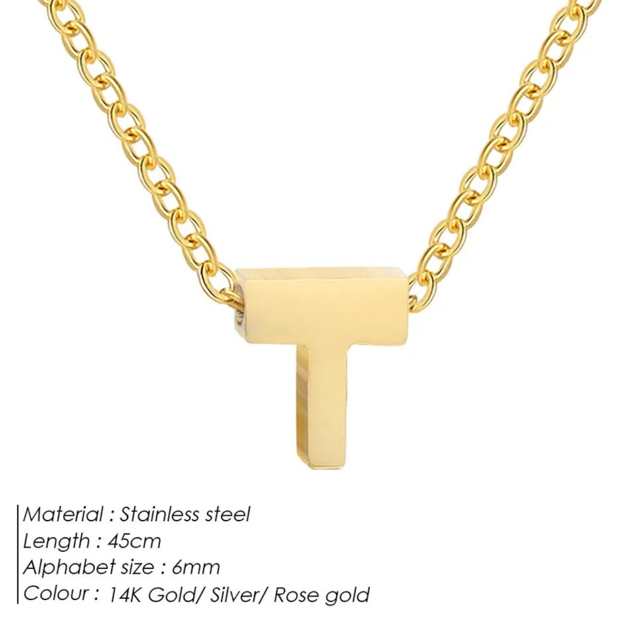 Dainty Initial Charm Letter Jewellery Pendant Necklace
