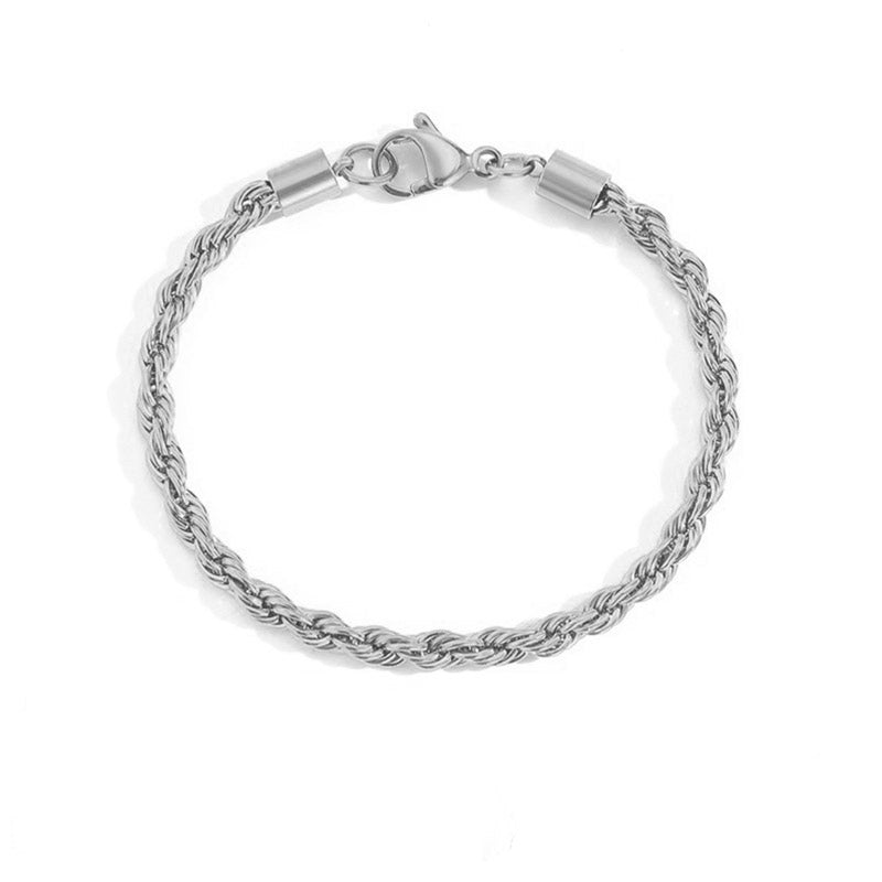 Silver Twisted Rope Chain Bracelet